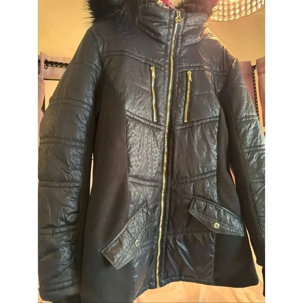 Michael kors mkblack/gold  quilted packable Jacket/coat hooded plus size 1xl